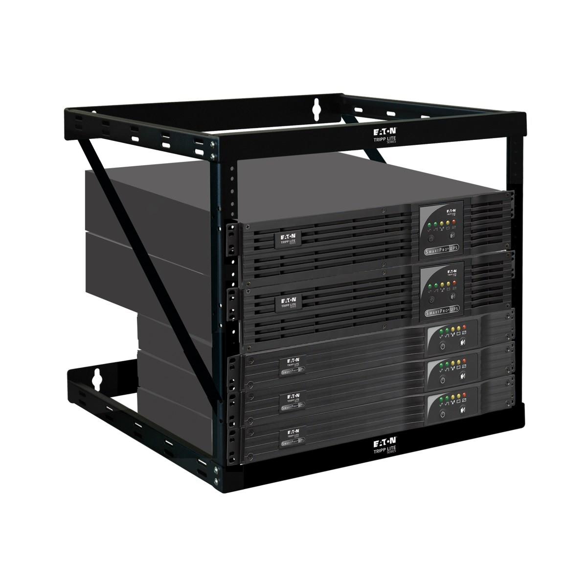 TRIPP LITE SmartRack 12U Heavy-Duty Flat-Pack Low-Profile Switch-Depth Wall-Mount 2-Post Open Frame Rack