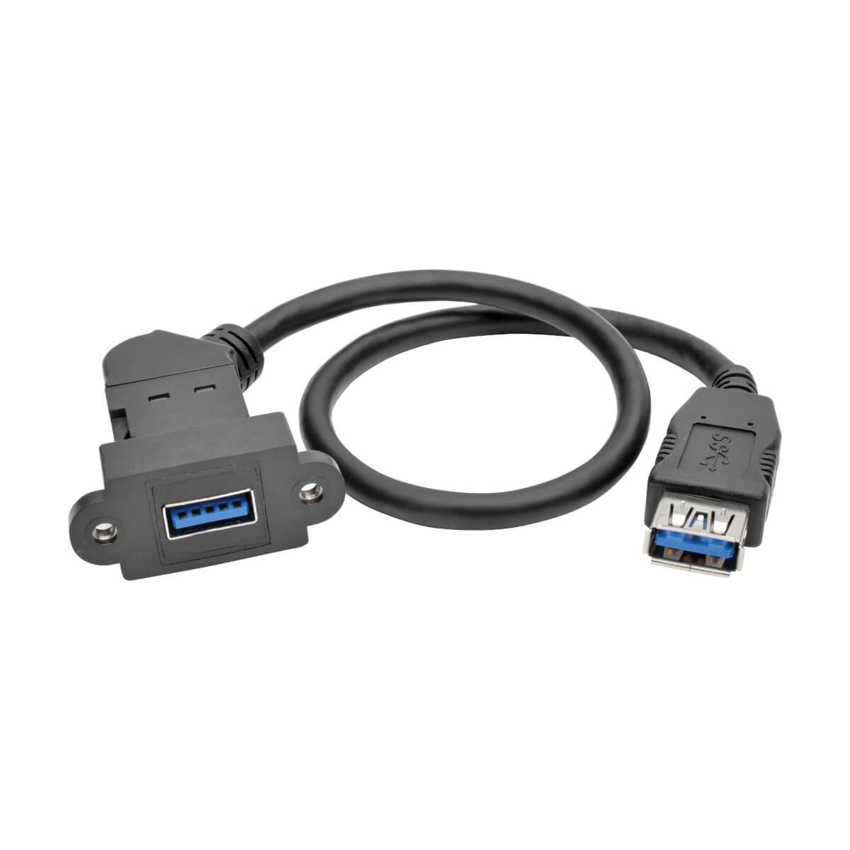 TRIPP LITE USB 3.0 All-in-One Keystone/Panel Mount Coupler Cable (F/F) Angled Connector Black 30cm