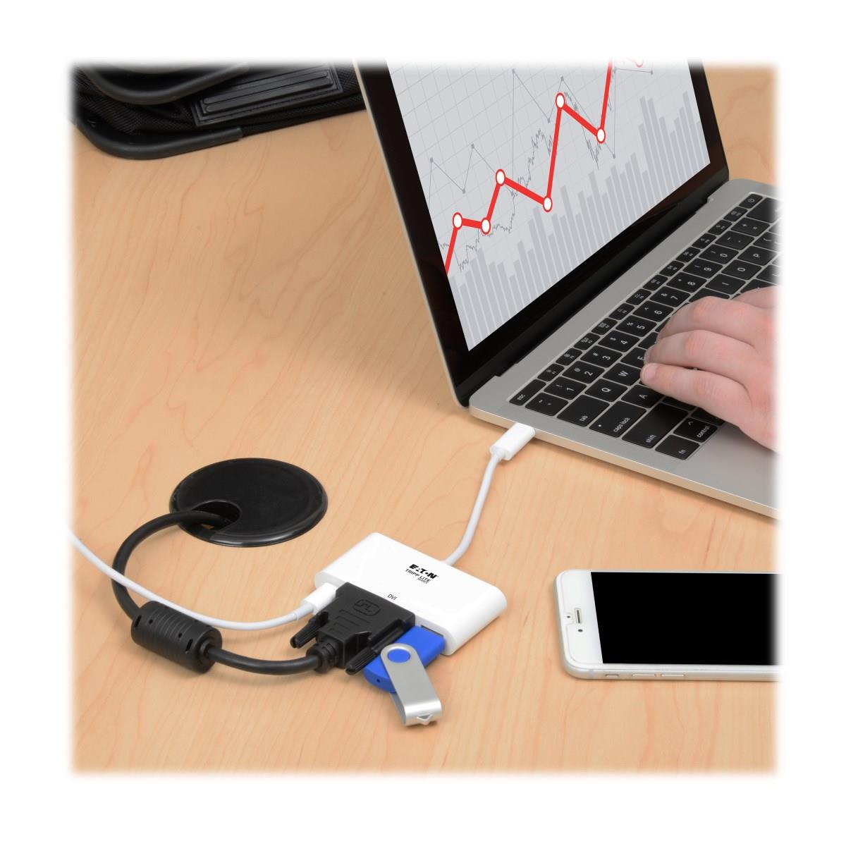 TRIPP LITE USB 3.1 Gen 1 USB-C to DVI DisplayPort Alternate Mode External Video Adapter (U444-06N-DU-C)