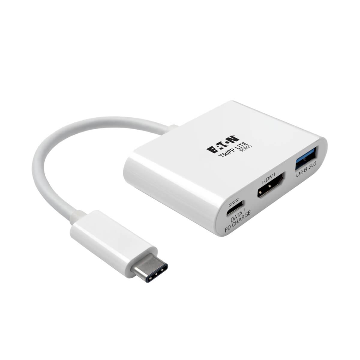 TRIPP LITE USB 3.1 Gen 1 USB-C to HDMI External Video Adapter with USB-A Hub and USB-C PD Charging Port 4K x 2K