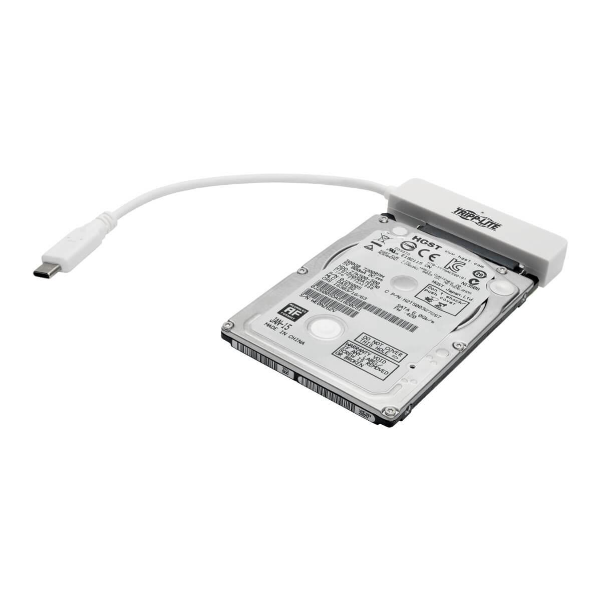 TRIPP LITE USB 3.1 Gen 1 USB Type-C to SATA III Adapter Cable with UASP 2.5in SATA Hard Drives White