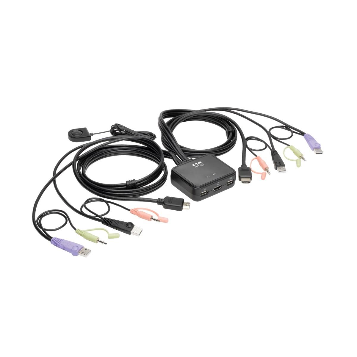 TRIPP LITE 2-Port USB/HD Cable KVM Switch with Audio/Video Cables and USB Peripheral Sharing