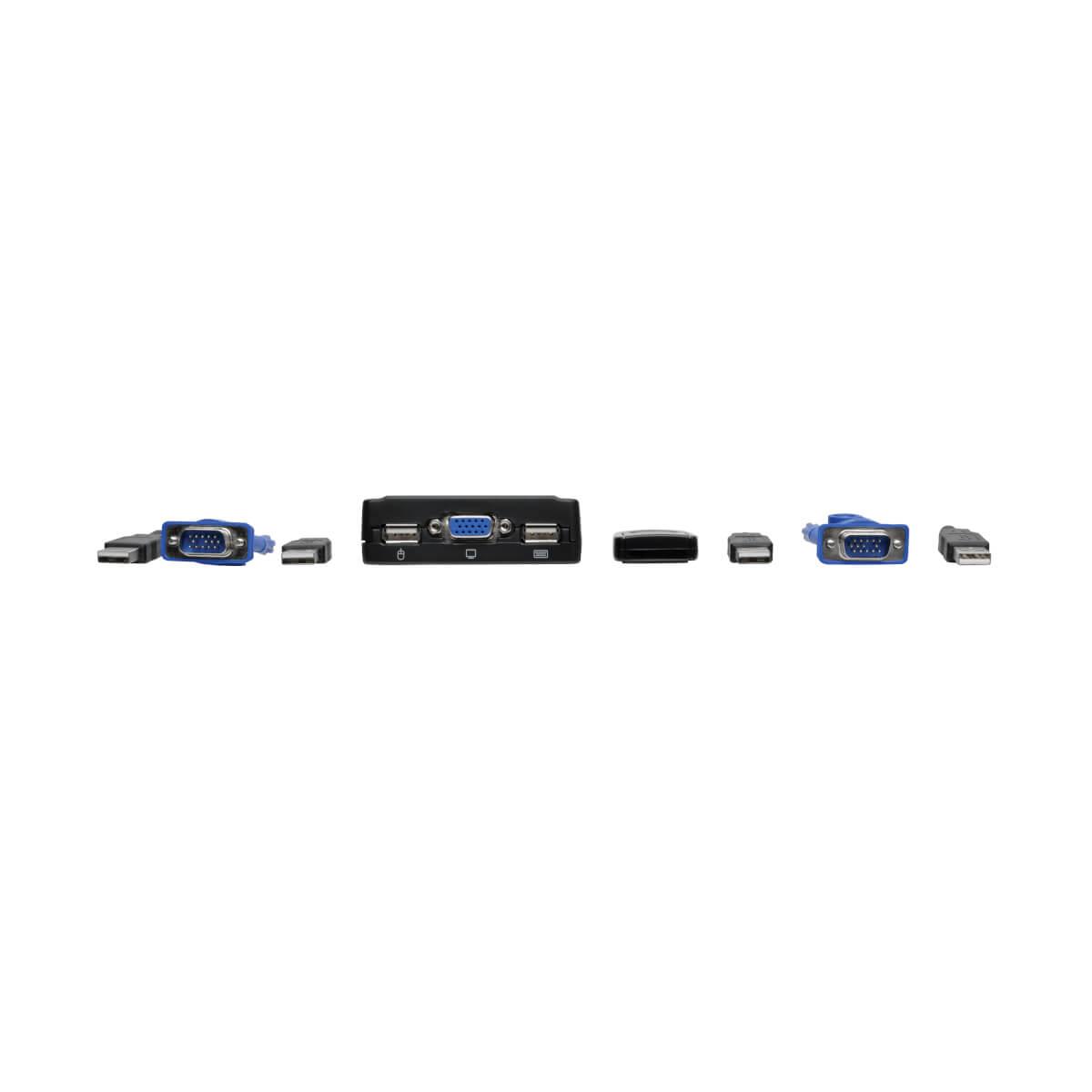 TRIPP LITE 2-Port USB/VGA Cable KVM Switch with Cables and USB Peripheral Sharing