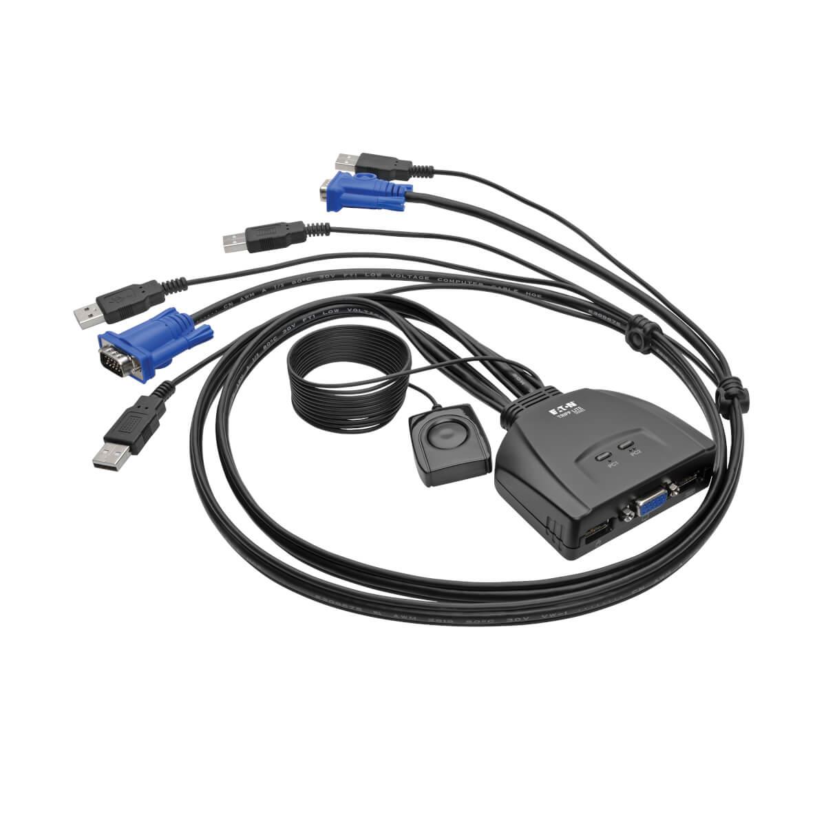TRIPP LITE 2-Port USB/VGA Cable KVM Switch with Cables and USB Peripheral Sharing