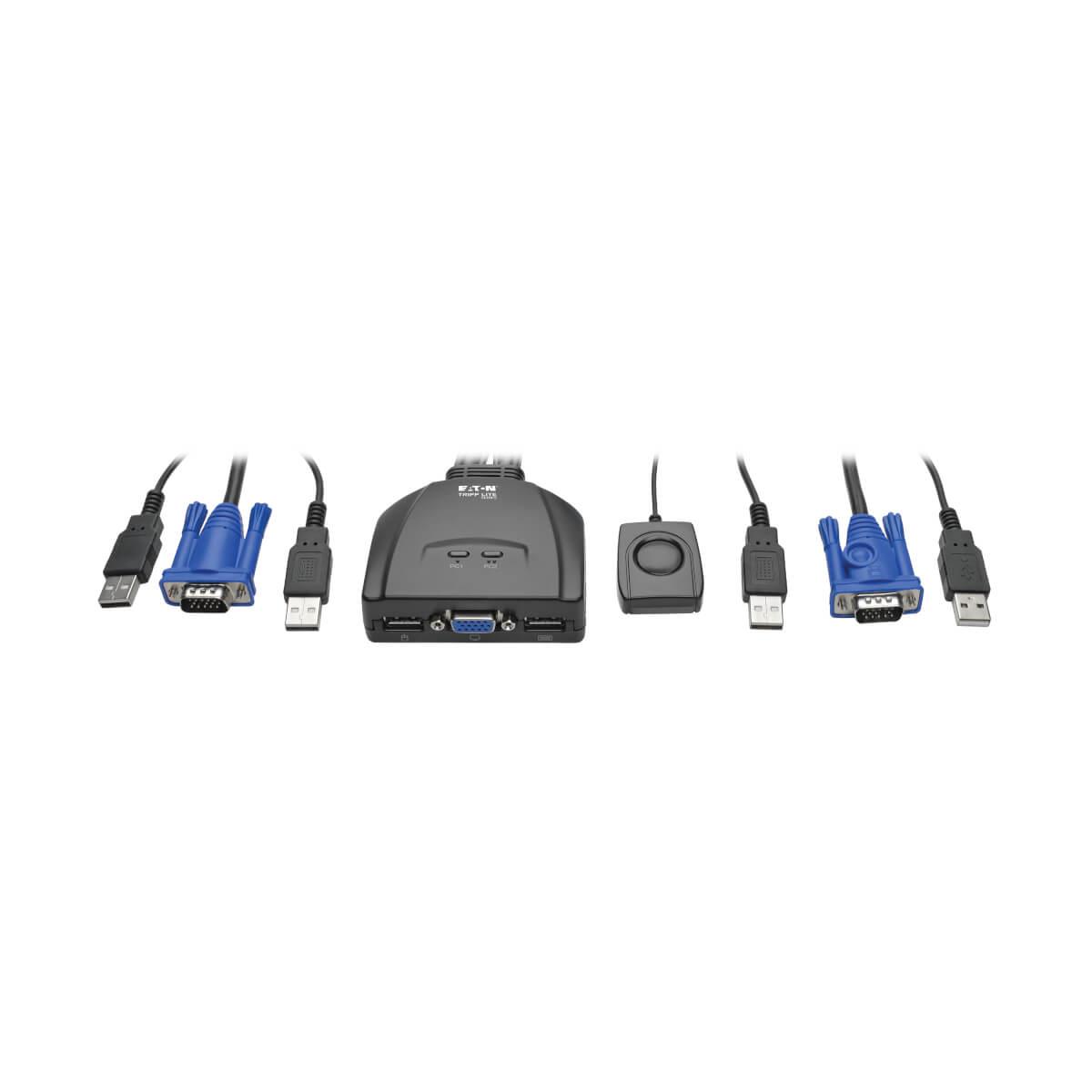 TRIPP LITE 2-Port USB/VGA Cable KVM Switch with Cables and USB Peripheral Sharing