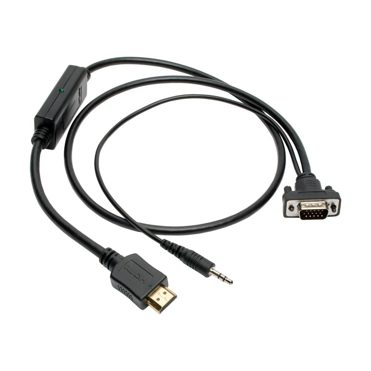 TRIPP LITE HDMI to VGA + Audio Active Converter Cable, HDMI to LP HD15 + 3.5mm (M/M) 1920x1200/1080p@60Hz 91cm