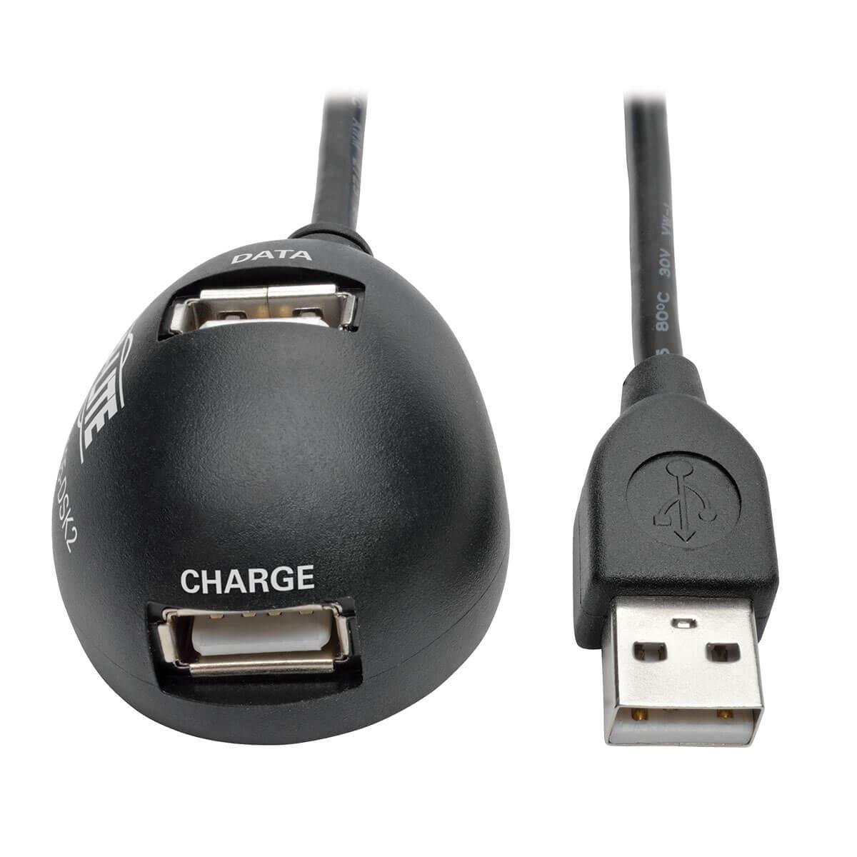 TRIPP LITE USB 2.0 Hi-Speed 2-Port Desktop Extension Cable (M/2xF), 5 ft 1.5m