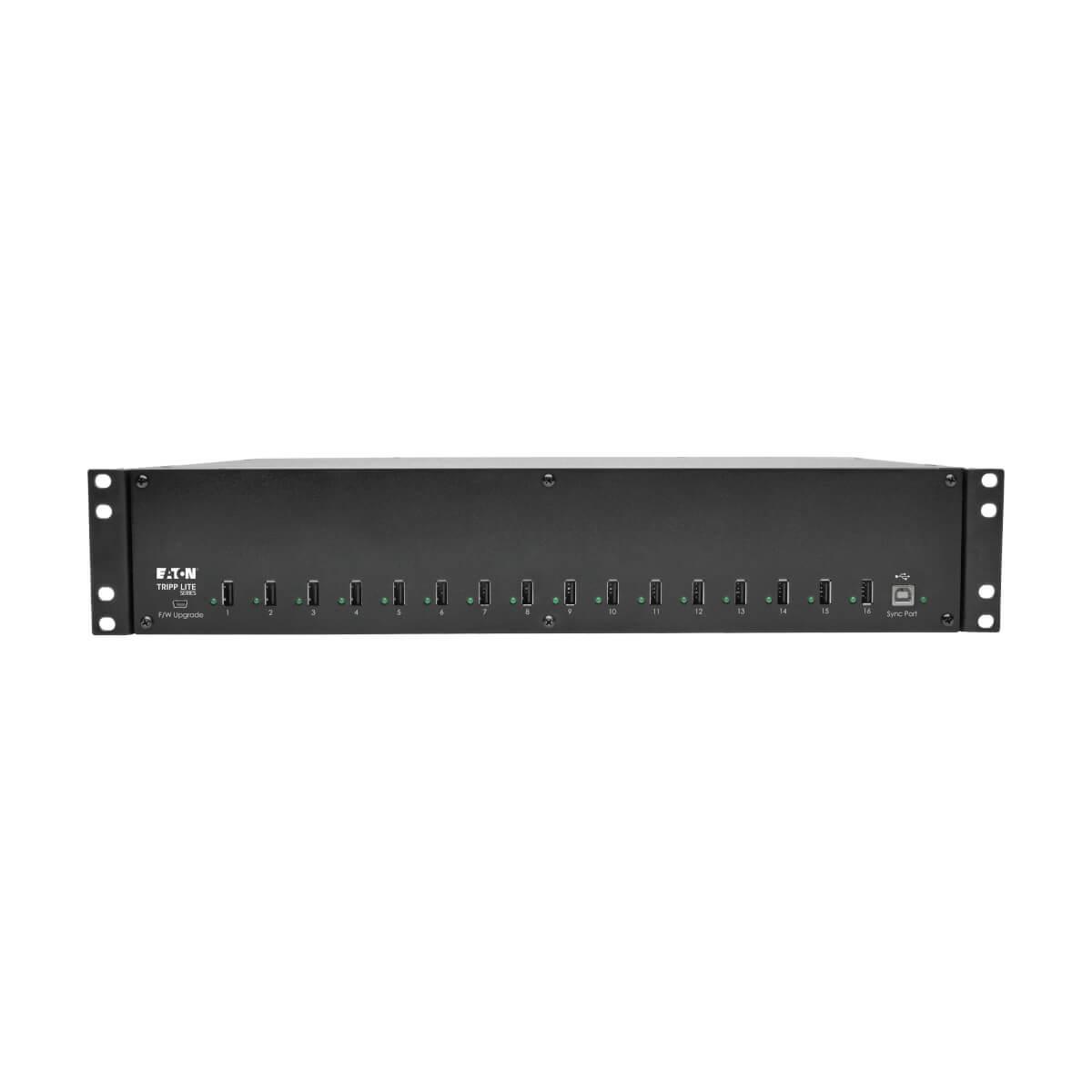 TRIPP LITE 16-Port USB Charging Station with Syncing, 230V, 5V 40A (200W) USB Charger Output, 2U Rack-Mount