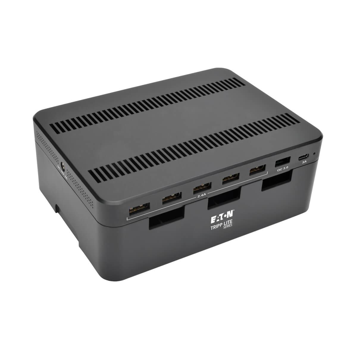TRIPP LITE 7-Port USB Charging Station w/Quick Charge 3.0, USB-C Port, Device Storage, 5V 4A (60W) USB Charge Output