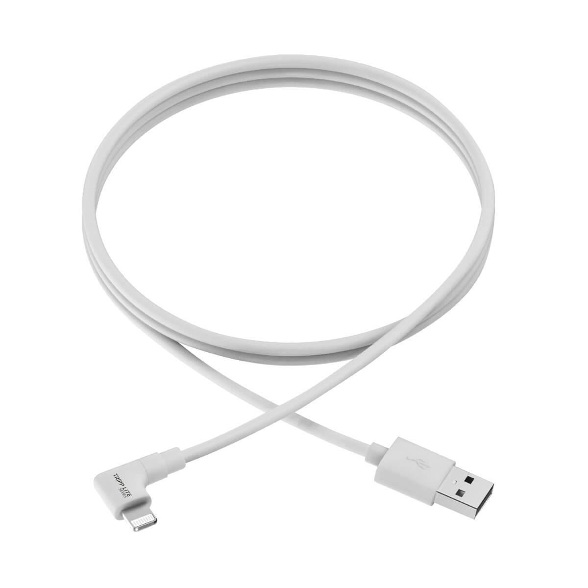 TRIPP LITE Right-Angle Lightning Cable, USB Type-A to Lightning, 3 ft. Cord, Reversible Lightning Plug 3 ft. (0.9 m)
