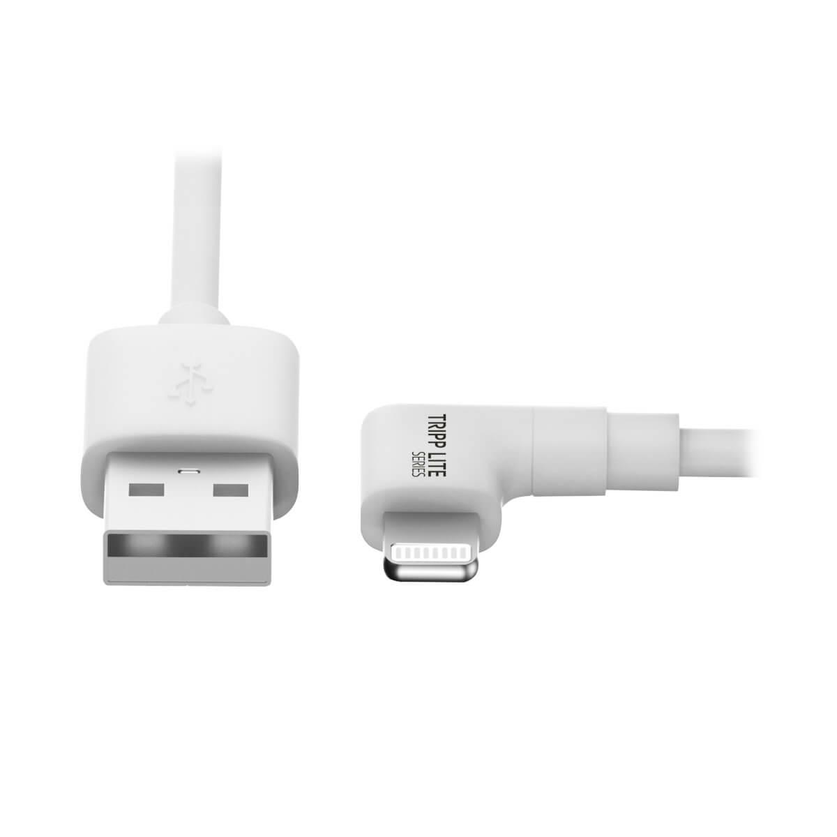 TRIPP LITE Right-Angle Lightning Cable, USB Type-A to Lightning, 3 ft. Cord, Reversible Lightning Plug 3 ft. (0.9 m)