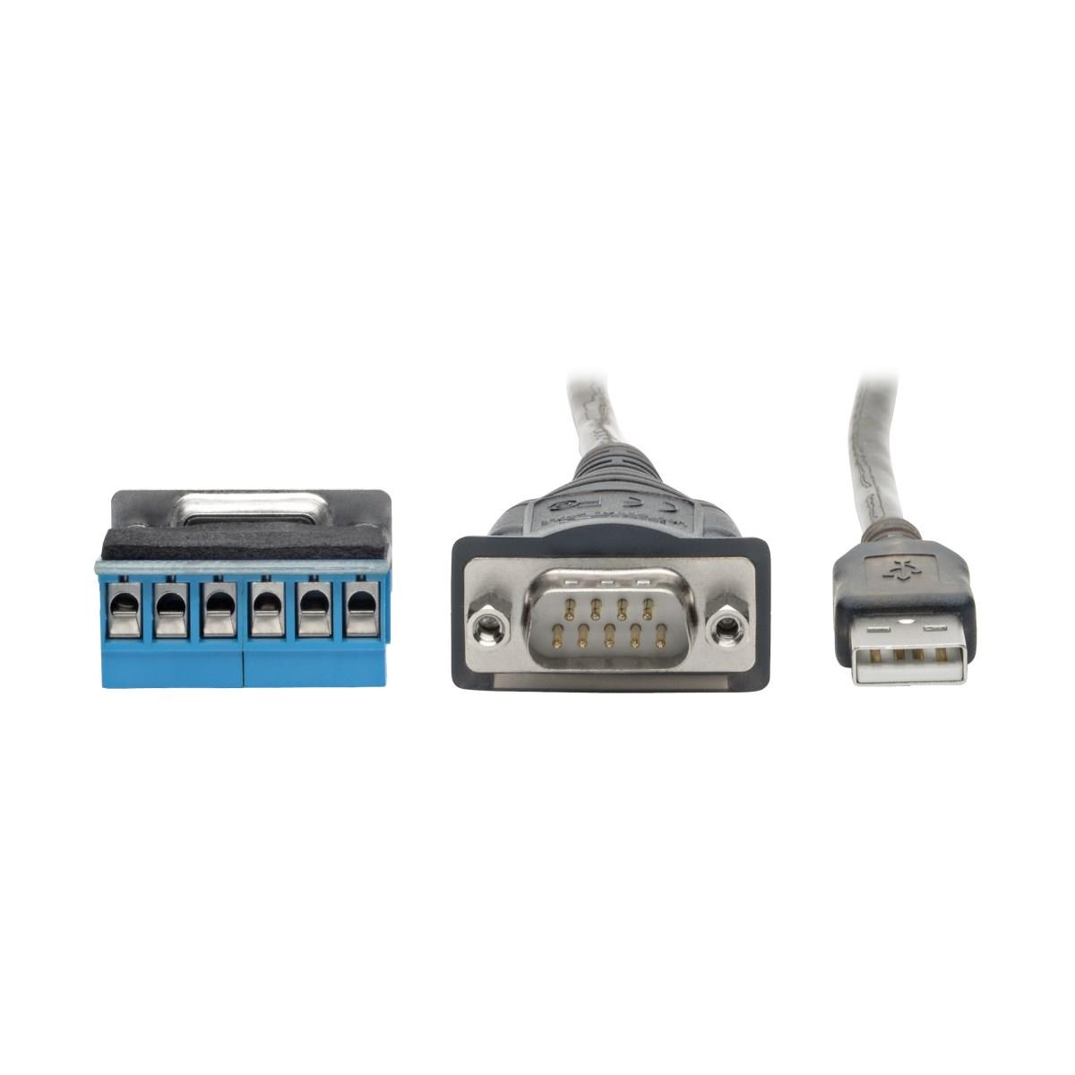 TRIPP LITE USB to RS485/RS422 FTDI Serial Adapter Cable with COM Retention (USB-A to DB9 M/M), 30 in 76.2cm