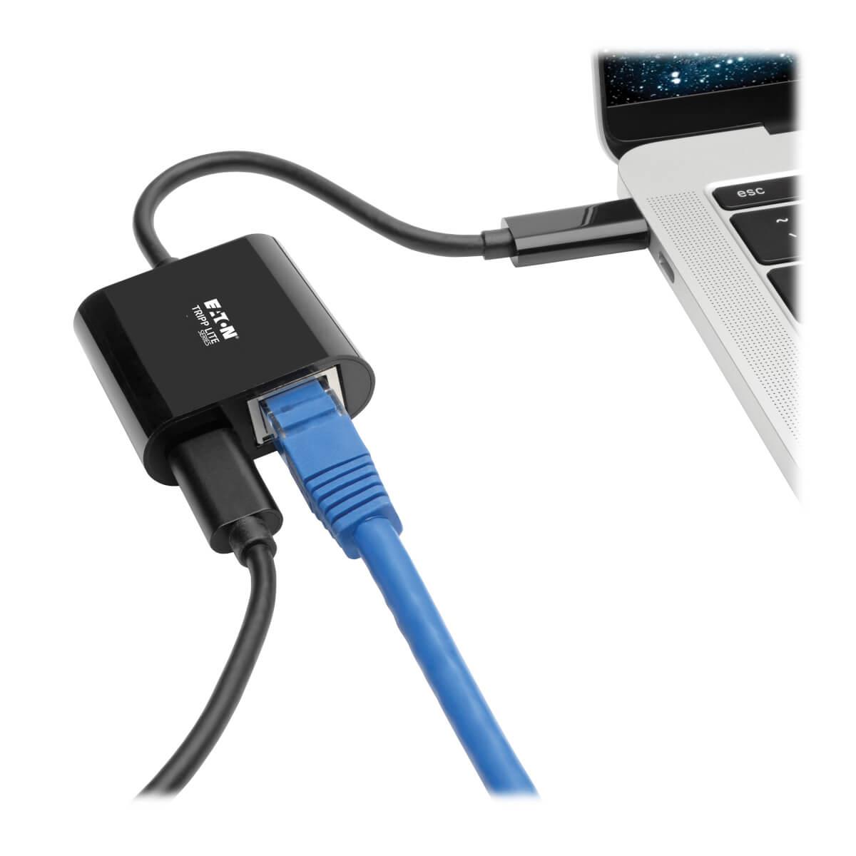 TRIPP LITE USB-C to Gigabit Network Adapter with USB-C PD Charging - Thunderbolt 3, Black