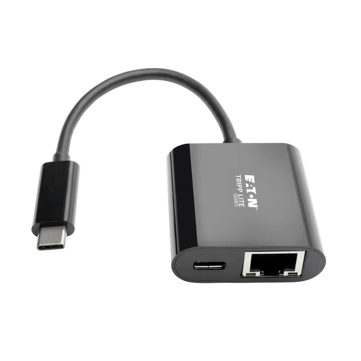 TRIPP LITE USB-C to Gigabit Network Adapter with USB-C PD Charging - Thunderbolt 3, Black