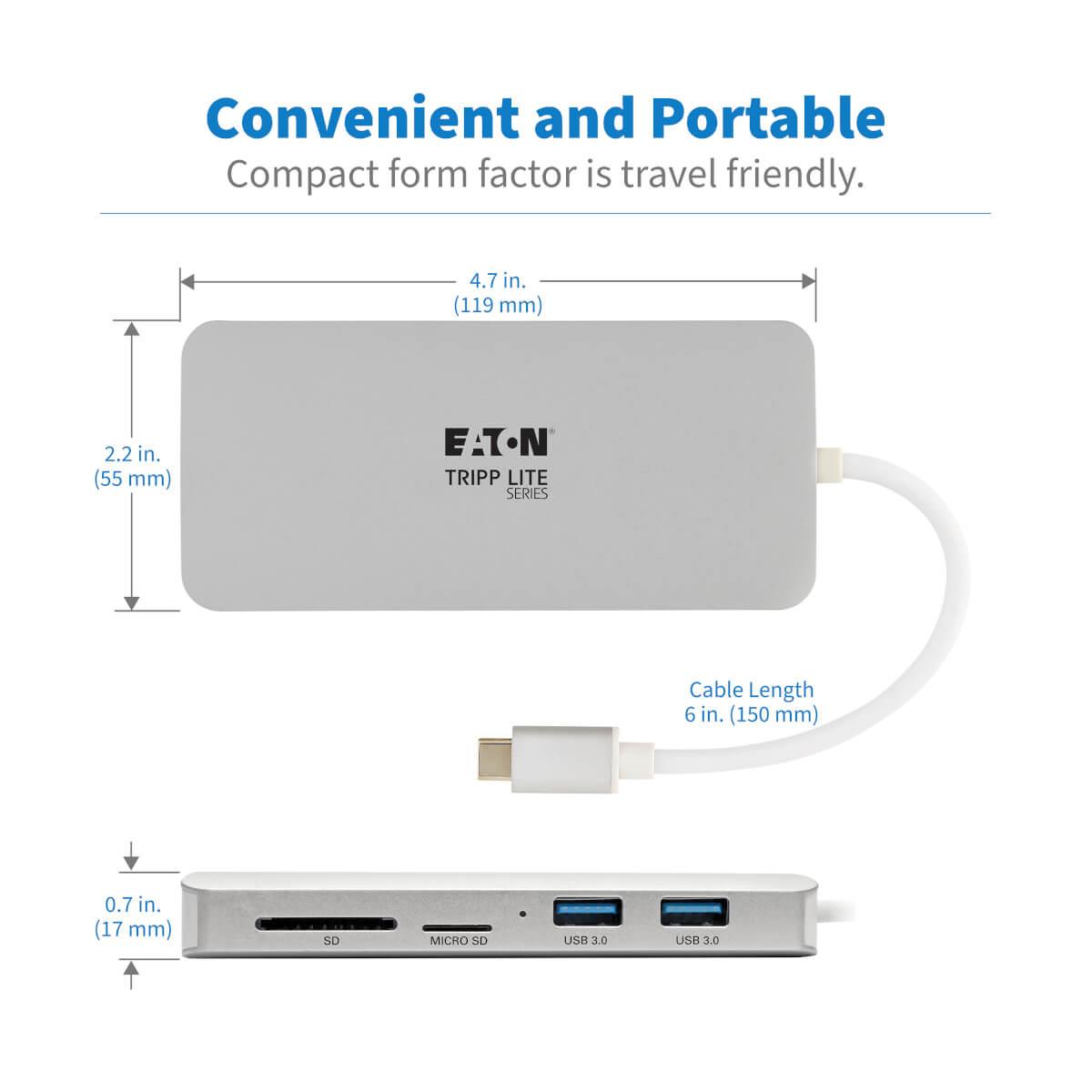 TRIPP LITE Docking Station USB-C - HDMI / Thunderbolt 3 / USB-A Hub / PD Charging / SD Micro SD / GbE - 60w Power delivery