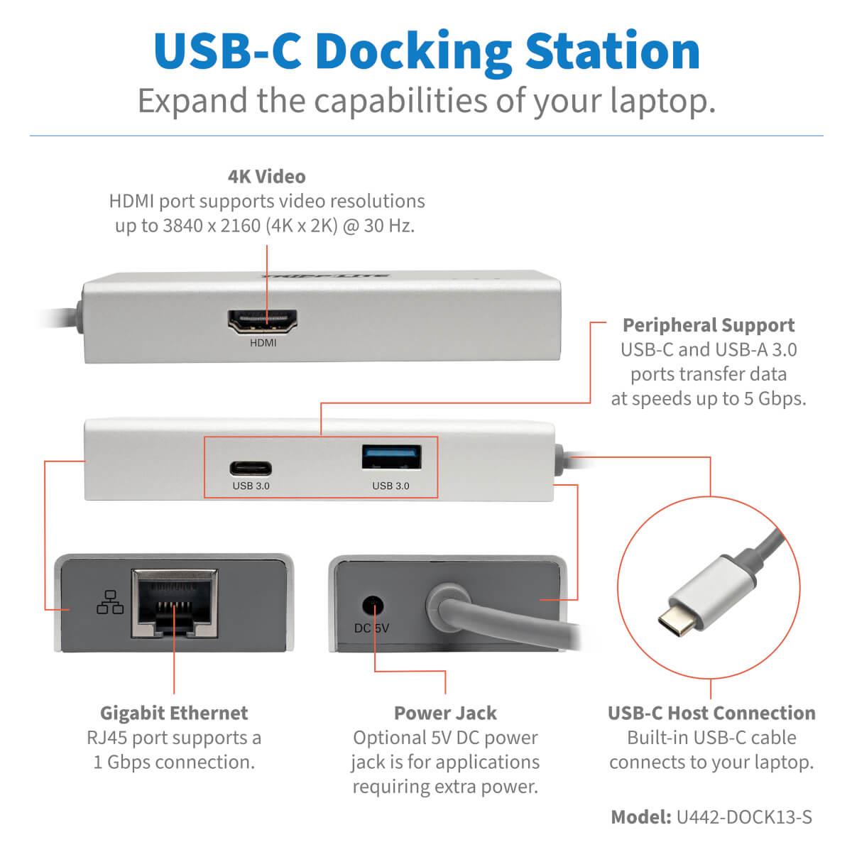TRIPP LITE Docking Station USB-C - HDMI / RJ45 / USB 3.0 A / USB C