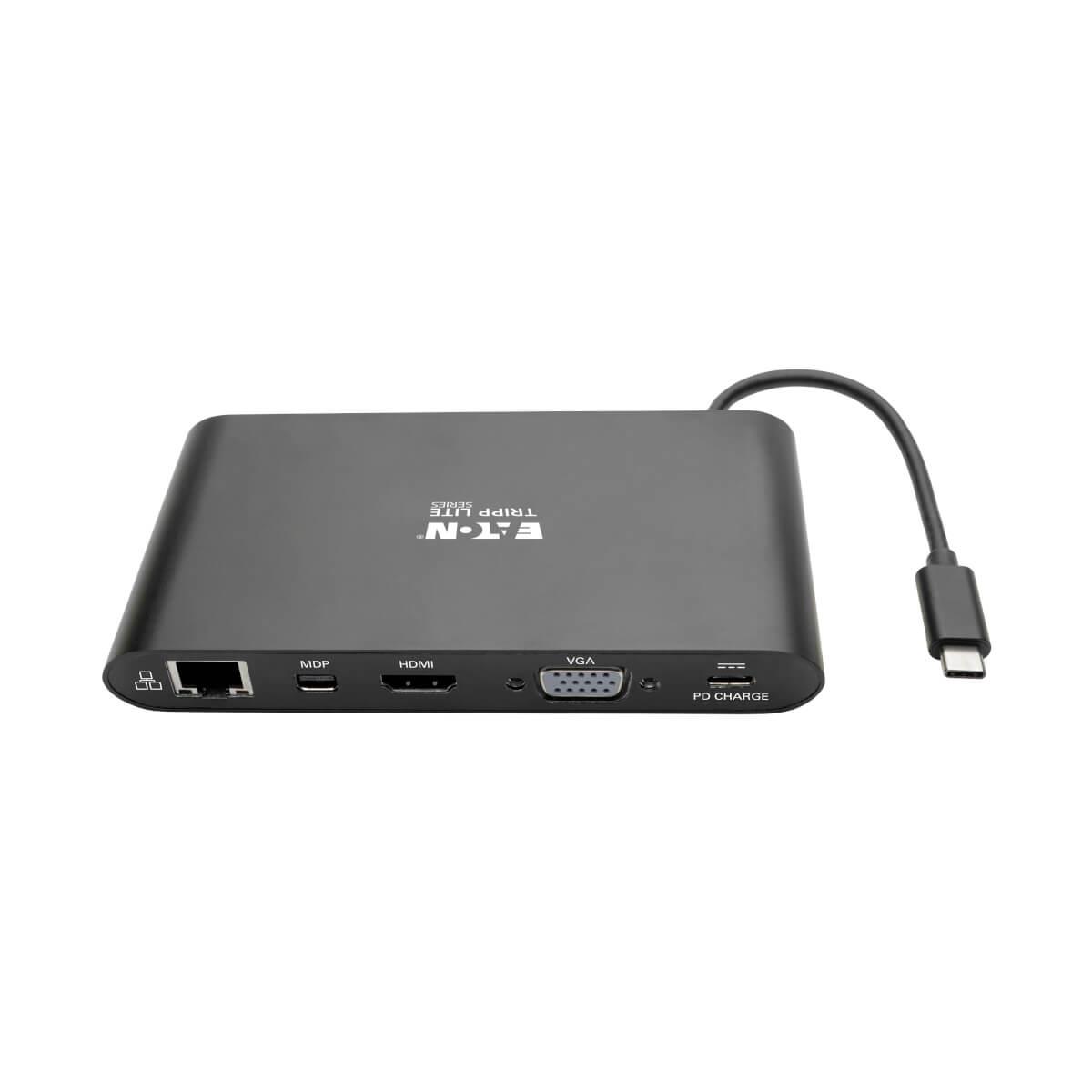 TRIPP LITE Docking Station USB-C - 3 x USB3.0 / 3.5mm Stereo / RJ45 LAN / HDMI / MINI DP / VGA / MICRO SD SD / USB-C CHARGING - 60w Power delivery