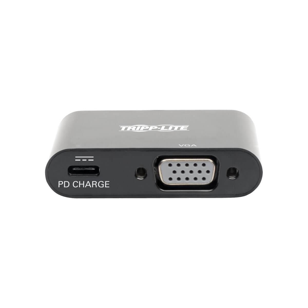 TRIPP LITE USB-C to VGA Adapter with PD Charging - USB 3.1 Gen 1, 1920 x 1080 (1080p), Thunderbolt 3, Black