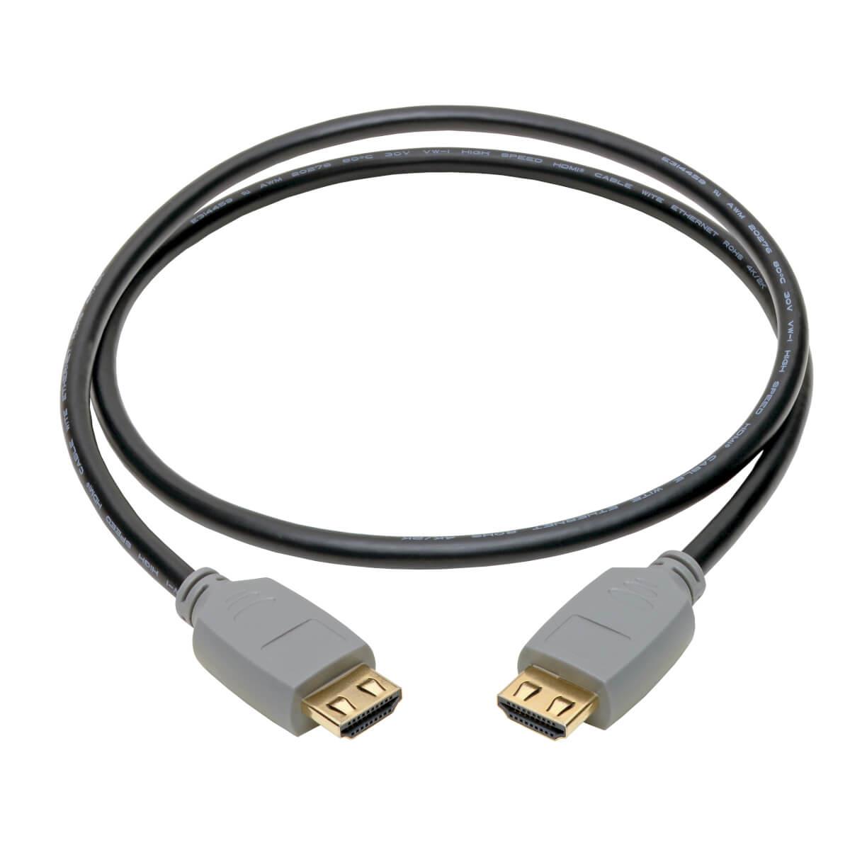 TRIPP LITE High-Speed HDMI 2.0a Cable with Gripping Connectors - 4K, 60 Hz, 4:4:4, M/M, Black, 1m