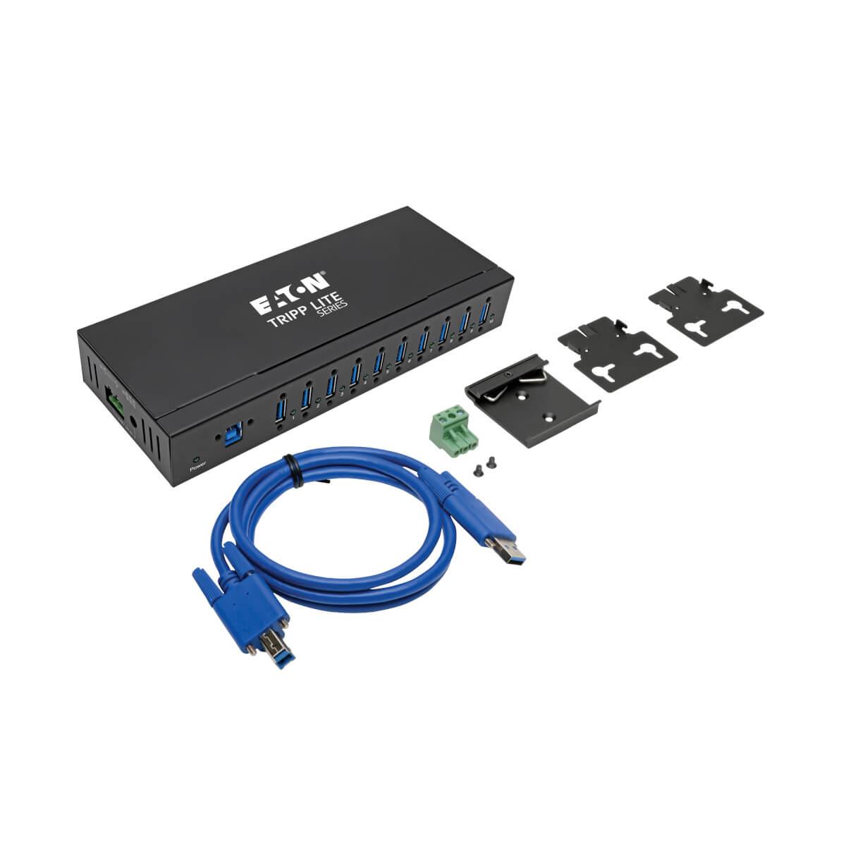 TRIPP LITE Industrial-Grade USB 3.0 SuperSpeed Hub - 20 kV ESD Immunity, Iron Housing, Mountable 10-Port