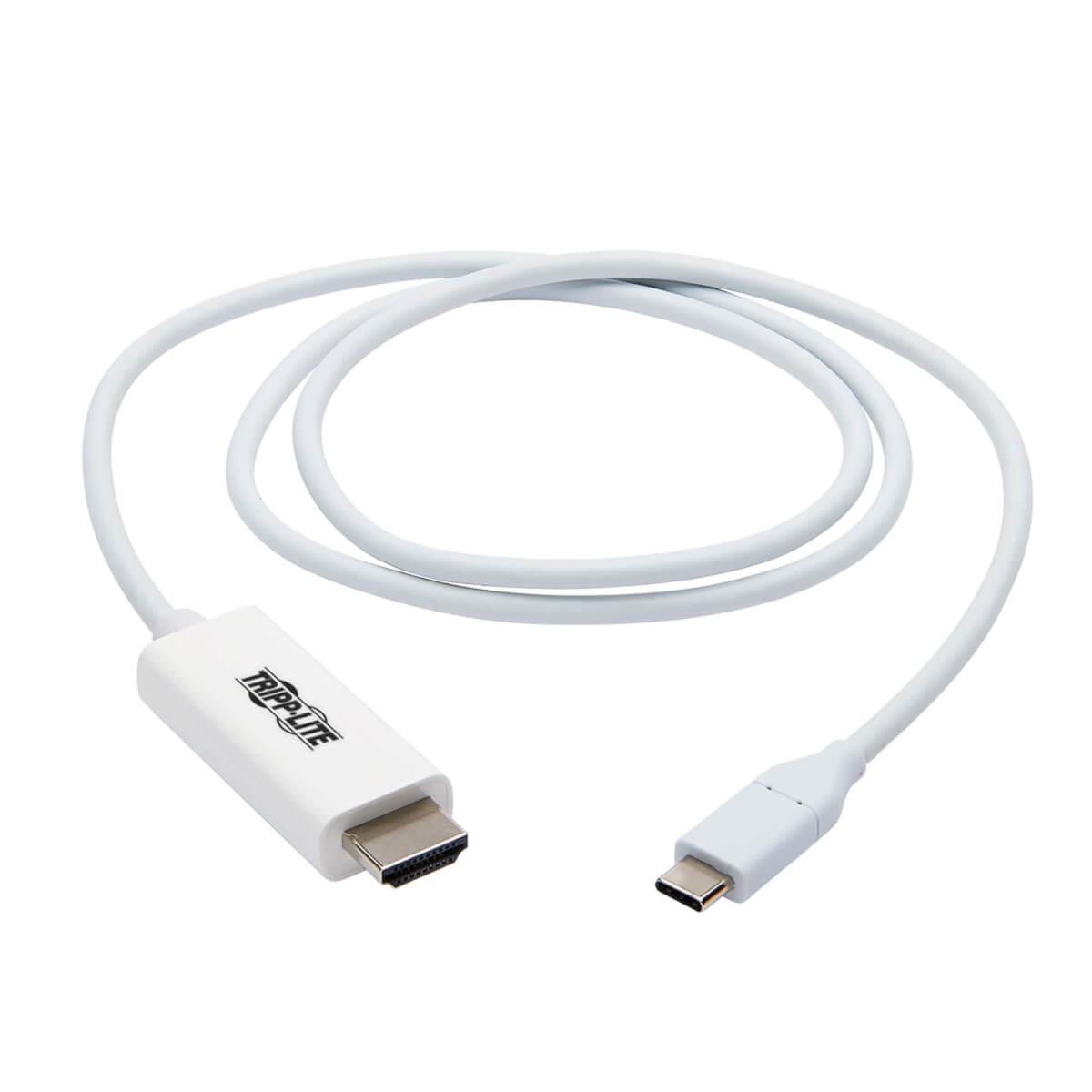 TRIPP LITE USB-C to HDMI Adapter Cable (M/M) - 3.1, Gen 1, Thunderbolt 3, 4K @ 60 Hz, Converter on HDMI End, White - 91cm