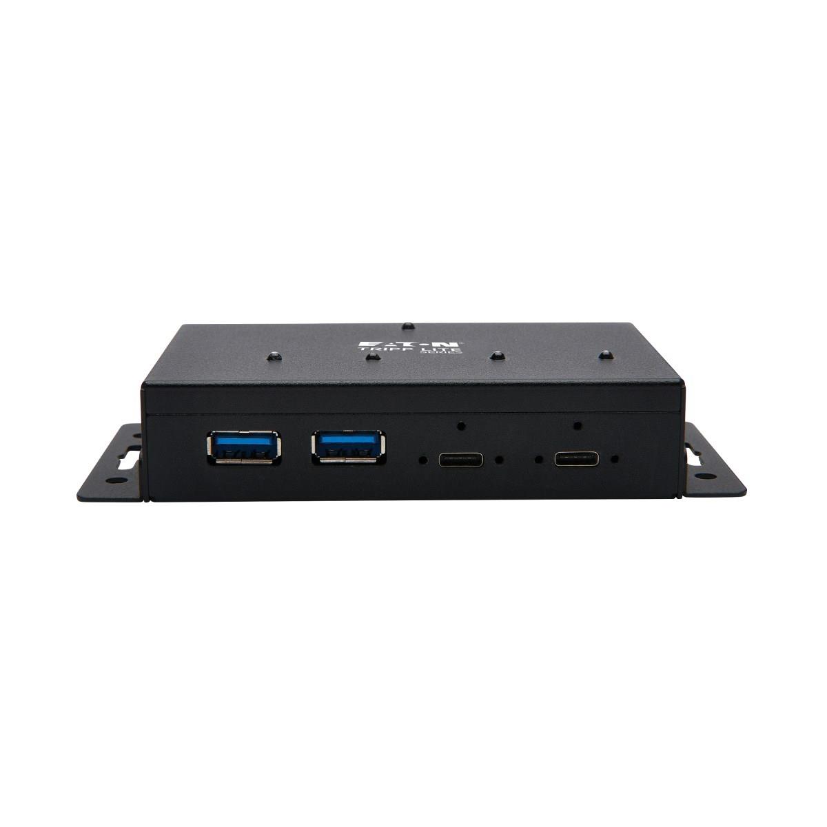 TRIPP LITE 4-Port Industrial-Grade USB 3.1 Gen 2 Hub - 10 Gbps, 2 USB-C & 2 USB-A, 15 kV ESD Immunity, Iron Housing
