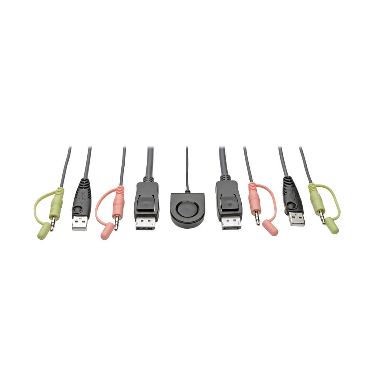 TRIPP LITE 2-Port DisplayPort 1.1/USB KVM Switch with Audio/Video, Built-In Cables, USB Peripheral Sharing