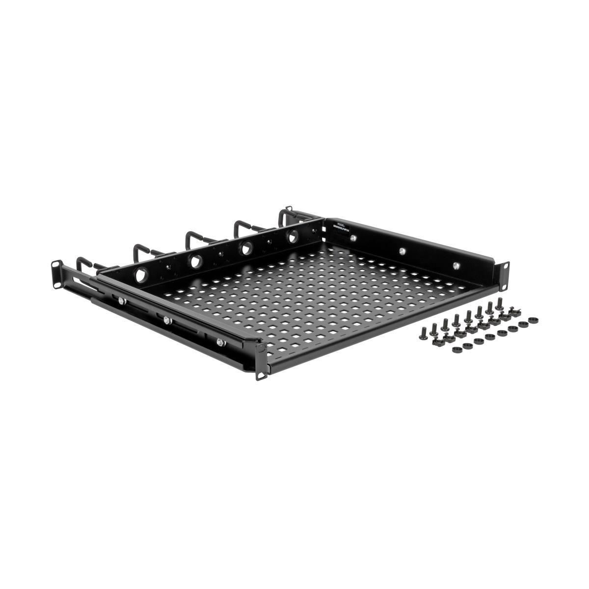 TRIPP LITE Cantilevered Steel Rack Shelf - 1U, Vented, Integrated Cable Rings, 14.2 in. Deep, Holds up to 50 lb