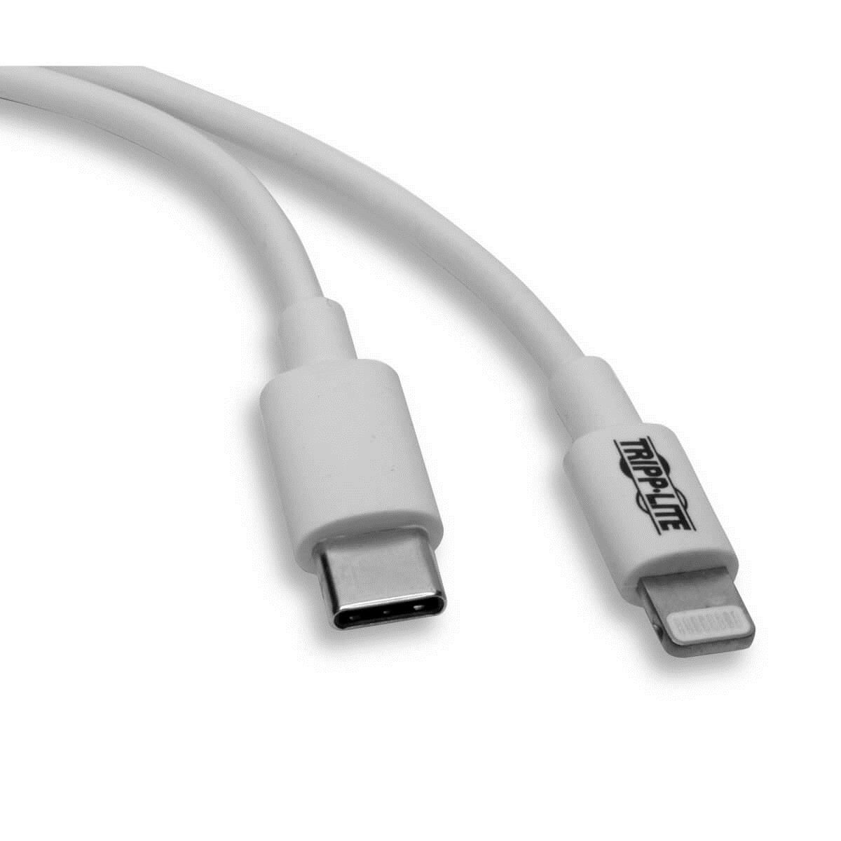 TRIPP LITE USB-C Sync / Charge Cable with Lightning Connector - M/M, USB 2.0, White, 3 ft 0.9m