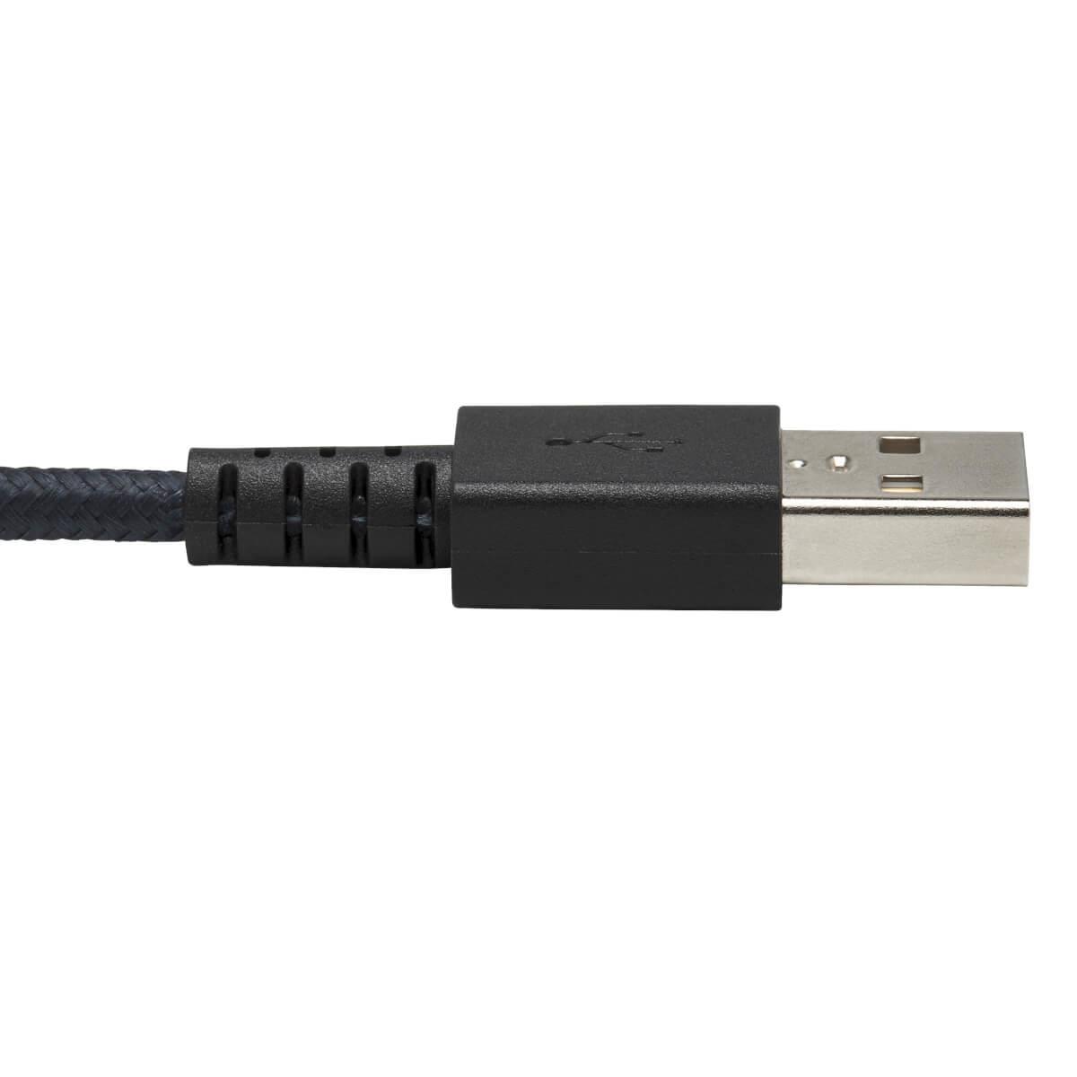 TRIPP LITE Heavy-Duty USB-A to USB-C Cable - M/M, USB 2.0, UHMWPE and Aramid Fibers, Gray, 0.9m