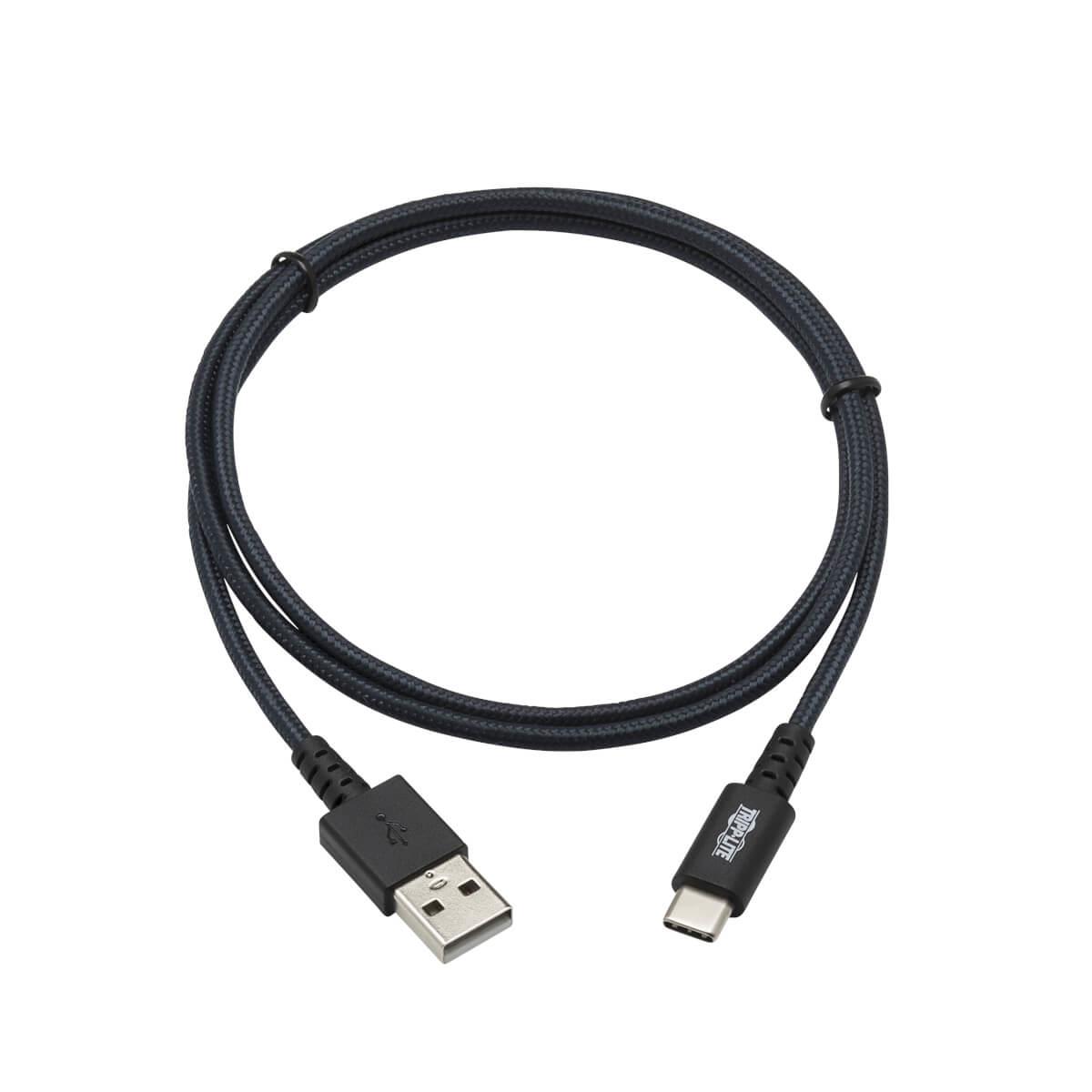 TRIPP LITE Heavy-Duty USB-A to USB-C Cable - M/M, USB 2.0, UHMWPE and Aramid Fibers, Gray, 0.9m