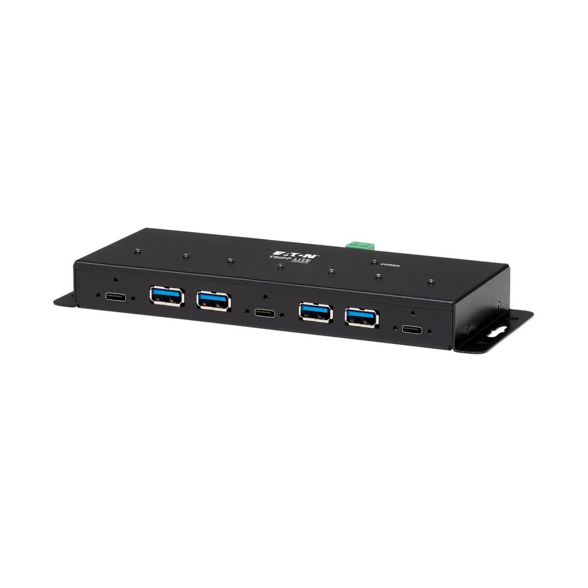 TRIPP LITE 7-Port Industrial-Grade USB 3.1 Gen 2 Hub - 10 Gbps, 4 USB-A & 3 USB-C, 15 kV ESD Immunity, Metal Housing, TAA