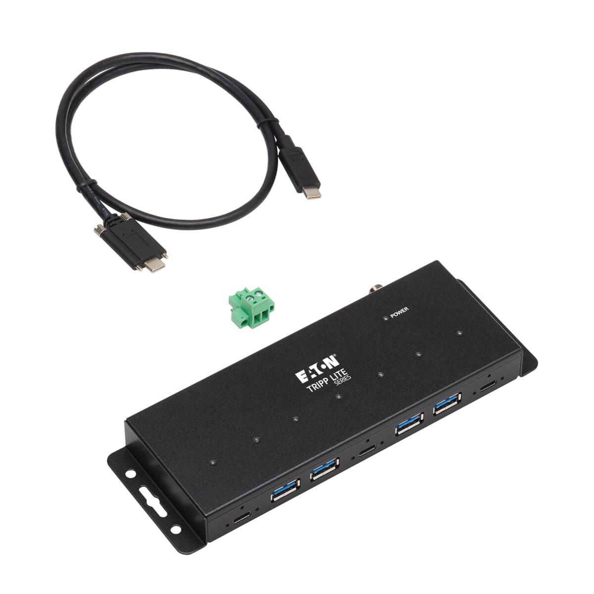 TRIPP LITE 7-Port Industrial-Grade USB 3.1 Gen 2 Hub - 10 Gbps, 4 USB-A & 3 USB-C, 15 kV ESD Immunity, Metal Housing, TAA