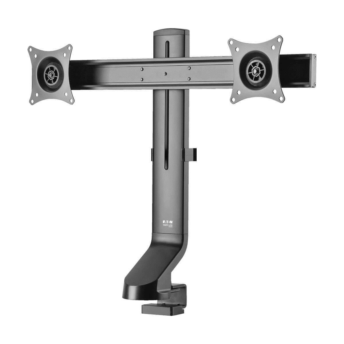 TRIPP LITE Dual-Display Monitor Arm with Desk Clamp and Grommet - Height Adjustable, 17in to 27in Monitors