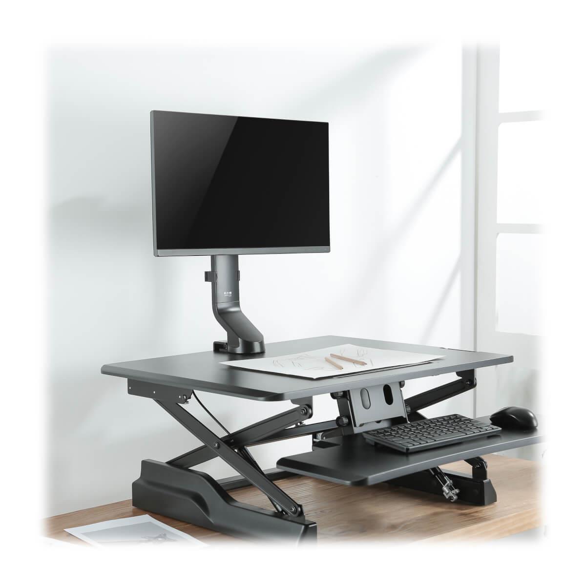 TRIPP LITE Single-Display Monitor Arm with Desk Clamp and Grommet - Height Adjustable, 17in to 32in Monitors