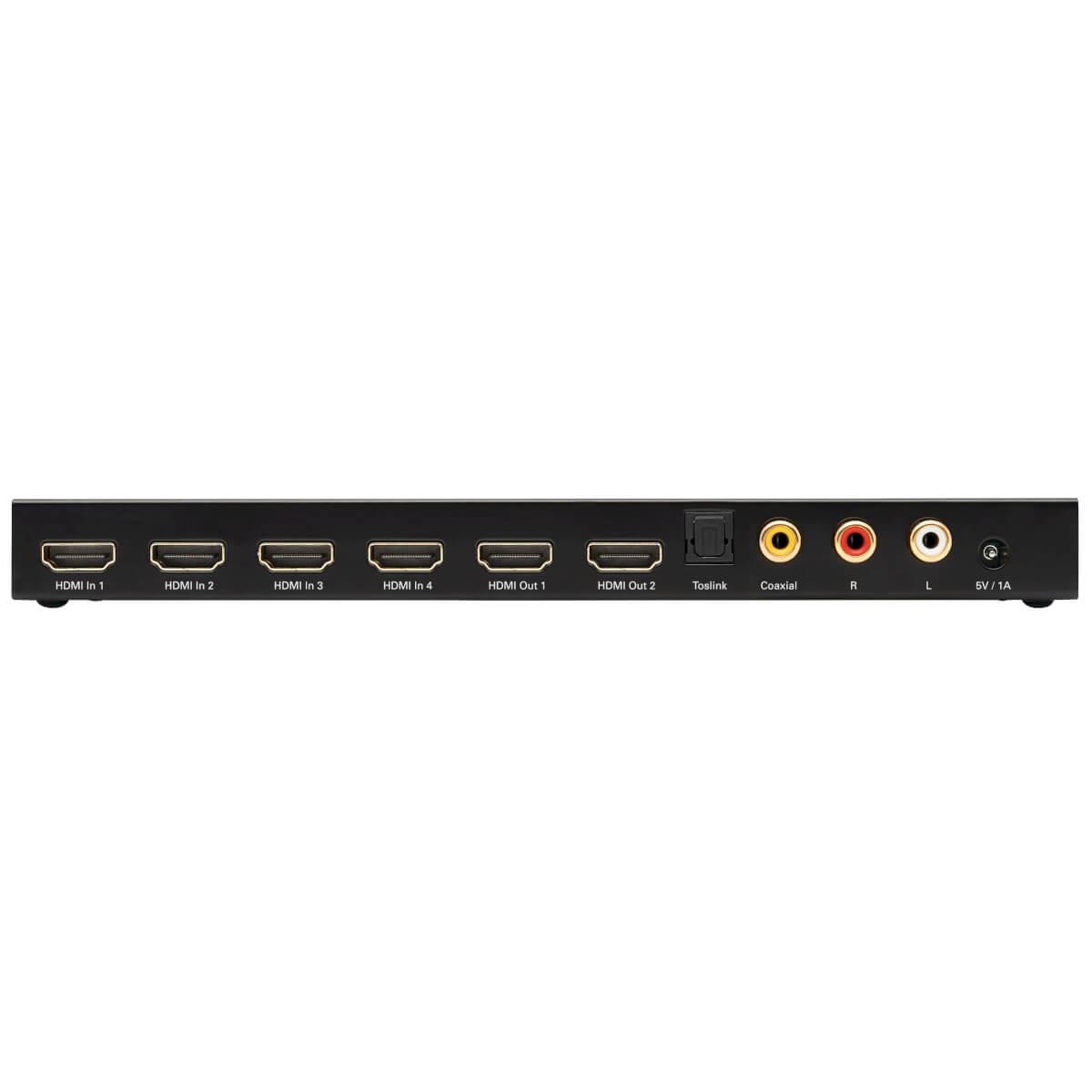 TRIPP LITE 4x2 HDMI Matrix Switch/Splitter with Audio Extractor - 4K 60Hz, IR Control, HDCP 2.2, 4:4:4