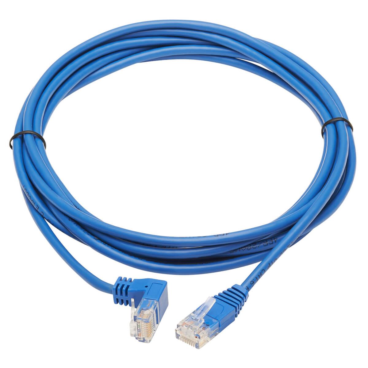 TRIPP LITE Slim Patch Cable - CAT6 - molded - 3m - Blue - Right-Angle Down