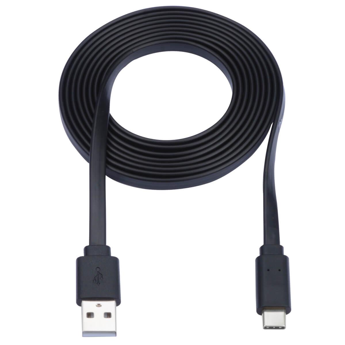 TRIPP LITE USB-A to USB-C Flat Cable - M/M, USB 2.0, Thunderbolt 3 Compatible, Black, 1.8m