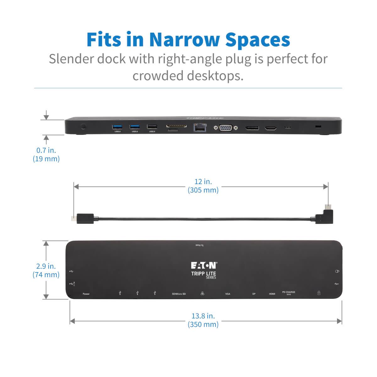 TRIPP LITE Docking Station USB-C - HDMI / DP / VGA / Gbe / 2x USB 2.0 / 2x USB 3.0 / USB-C / 3.5mm / SD and Micro SD - 100w Power delivery