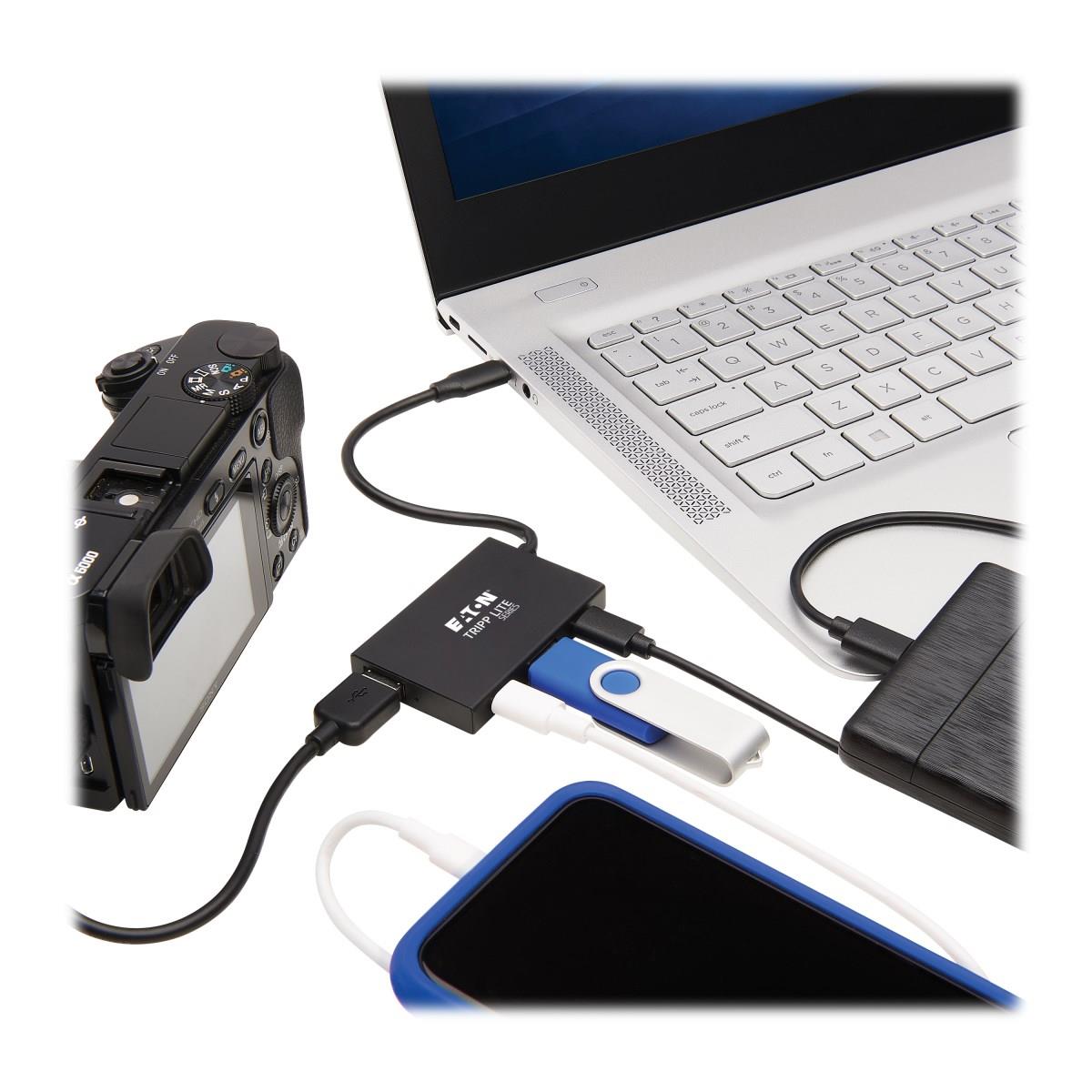 TRIPP LITE USB-C Hub 4-Port - USB 3.1 Gen 2, 10 Gbps, 2 USB-A & 2 USB-C Ports, Thunderbolt 3, Aluminum Housing