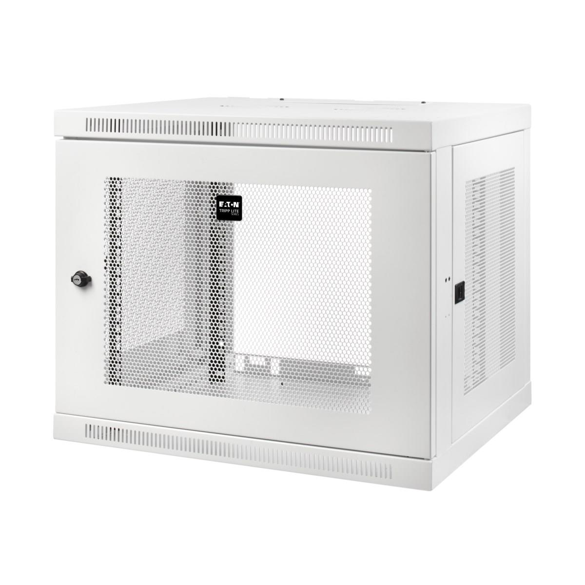 TRIPP LITE SmartRack 9U Low-Profile Switch-Depth-Plus Wall-Mount Rack Enclosure Cabinet, White