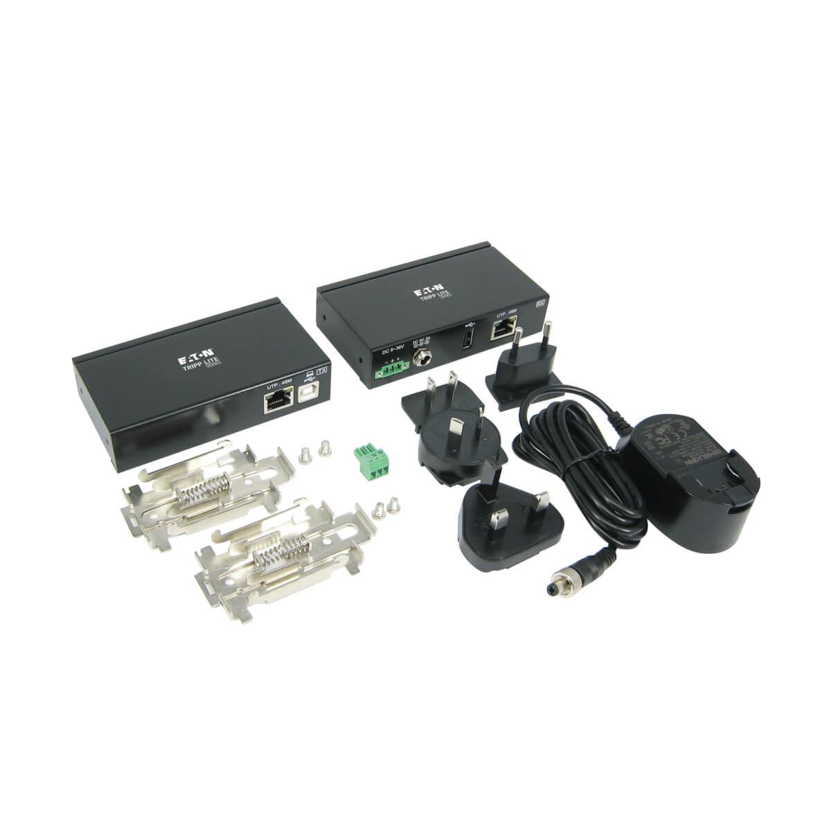 TRIPP LITE 1-Port Industrial USB over Cat5/6 Extender Kit with ESD Protection - USB 2.0, 45.7m 150 ft, Black, TAA