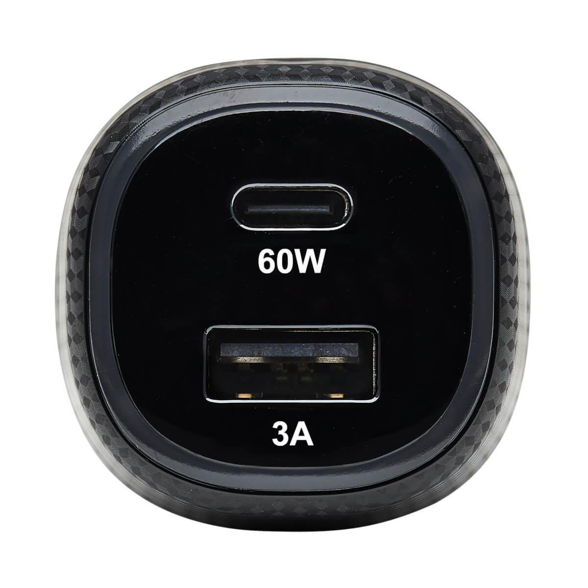 TRIPP LITE Dual-Port USB Car Charger, 63W Max - USB-C PD 3.0 Up to 60W, USB-A QC 3.0 Up to 18W