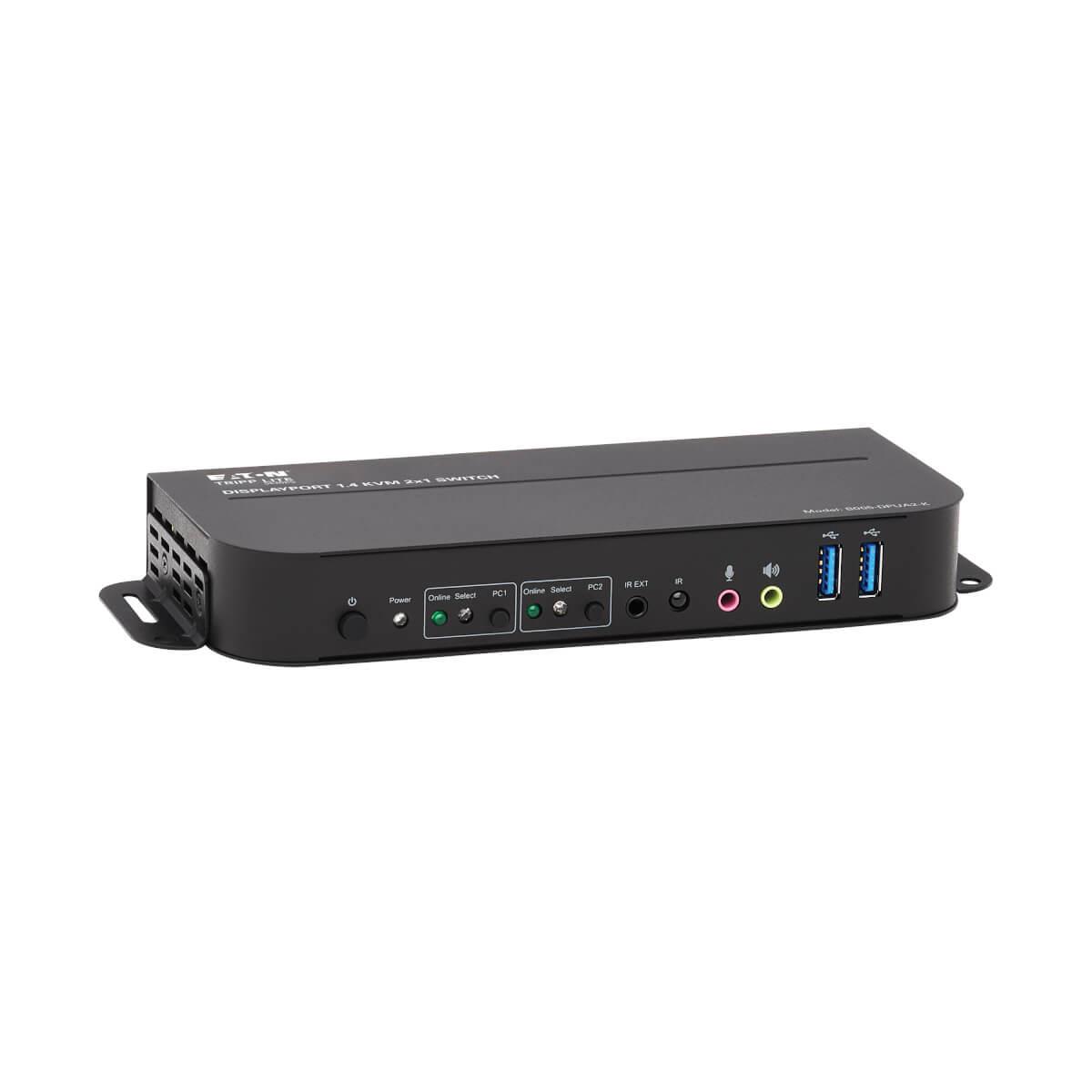 TRIPP LITE KVM Switch 2-Port DisplayPort/USB - 4K 60 Hz, HDR, HDCP 2.2, IR, DP 1.4, USB Sharing, USB 3.0 Cables