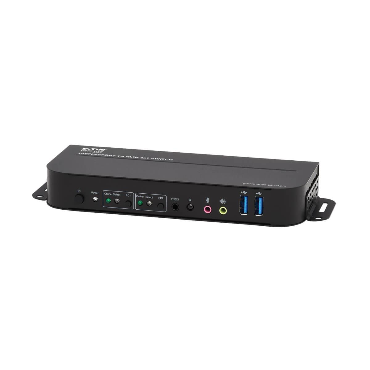 TRIPP LITE KVM Switch 2-Port DisplayPort/USB - 4K 60 Hz, HDR, HDCP 2.2, IR, DP 1.4, USB Sharing, USB 3.0 Cables