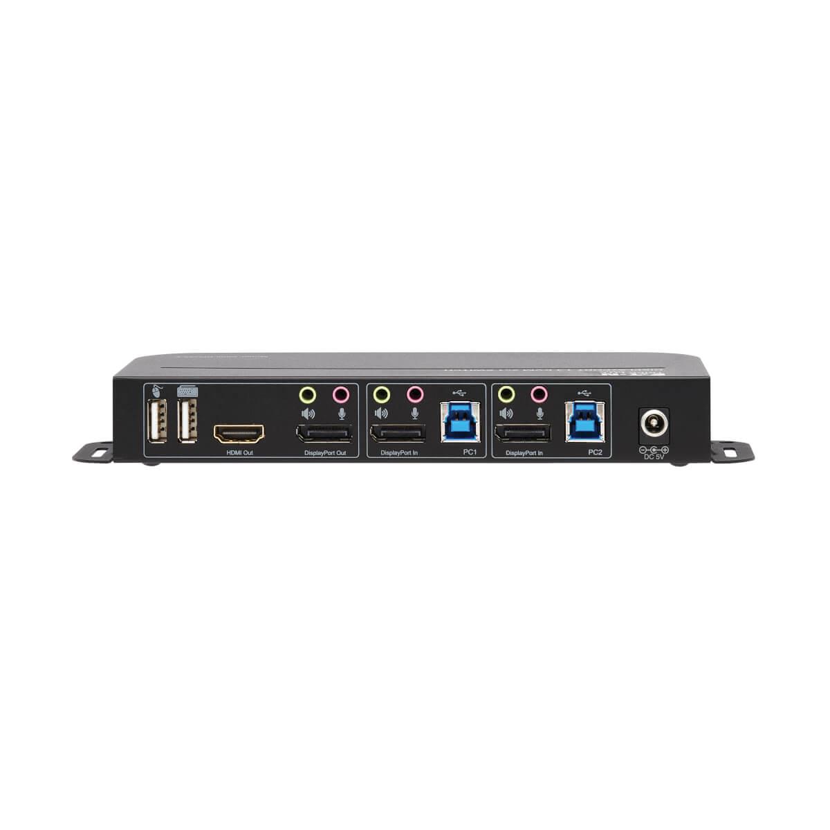 TRIPP LITE KVM Switch 2-Port DisplayPort/USB - 4K 60 Hz, HDR, HDCP 2.2, IR, DP 1.4, USB Sharing, USB 3.0 Cables