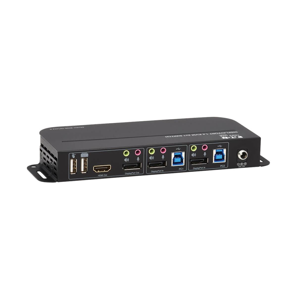 TRIPP LITE KVM Switch 2-Port DisplayPort/USB - 4K 60 Hz, HDR, HDCP 2.2, IR, DP 1.4, USB Sharing, USB 3.0 Cables