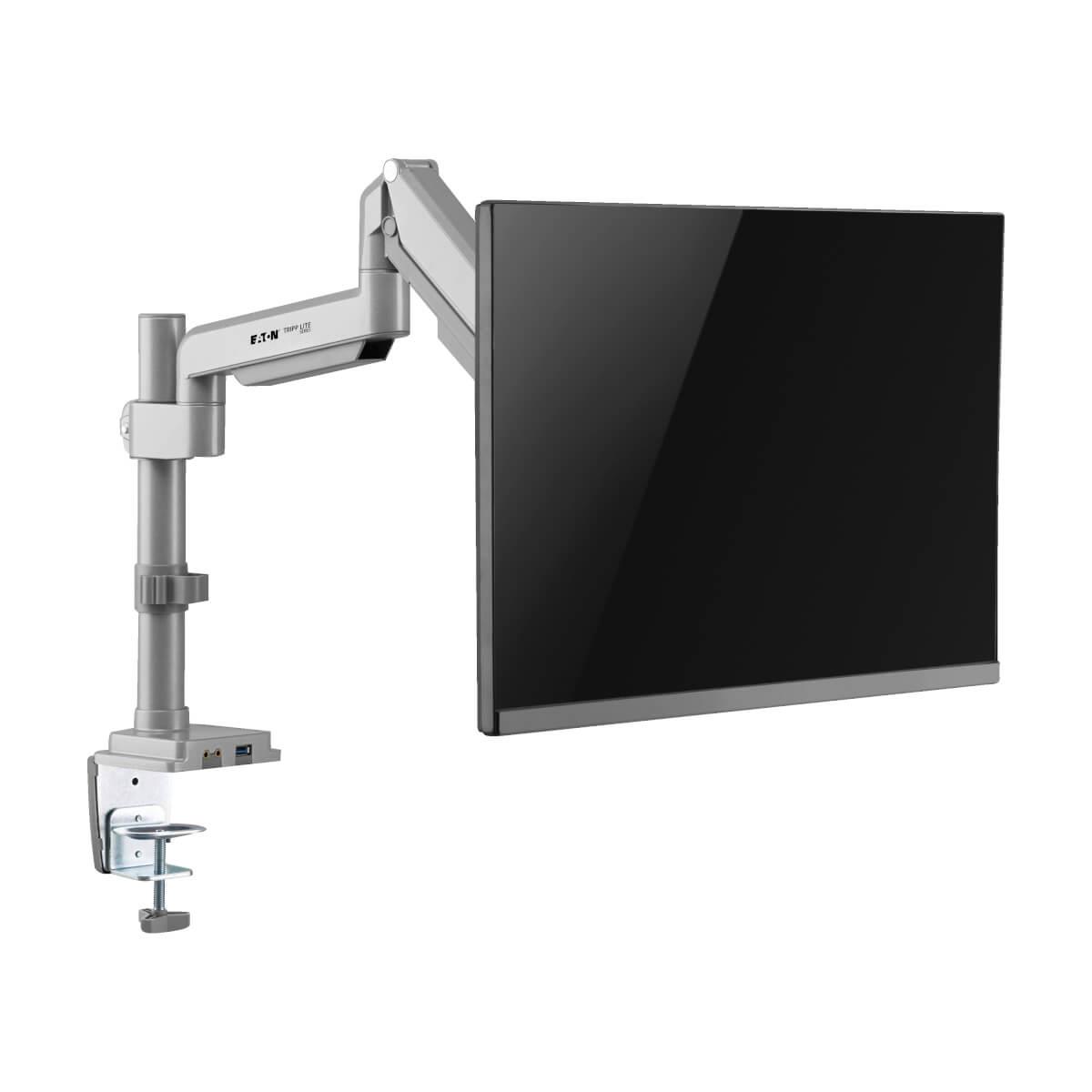 TRIPP LITE Single-Display Flex-Arm Desktop Clamp for 17in to 32in Flat-Screen Displays - USB and Audio Ports, Aluminum