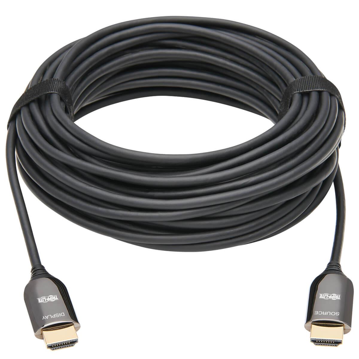 TRIPP LITE 8K HDMI Plenum-Rated Fiber Active Optical Cable (AOC) - 8K UHD @ 60 Hz HDR M/M Black 10m