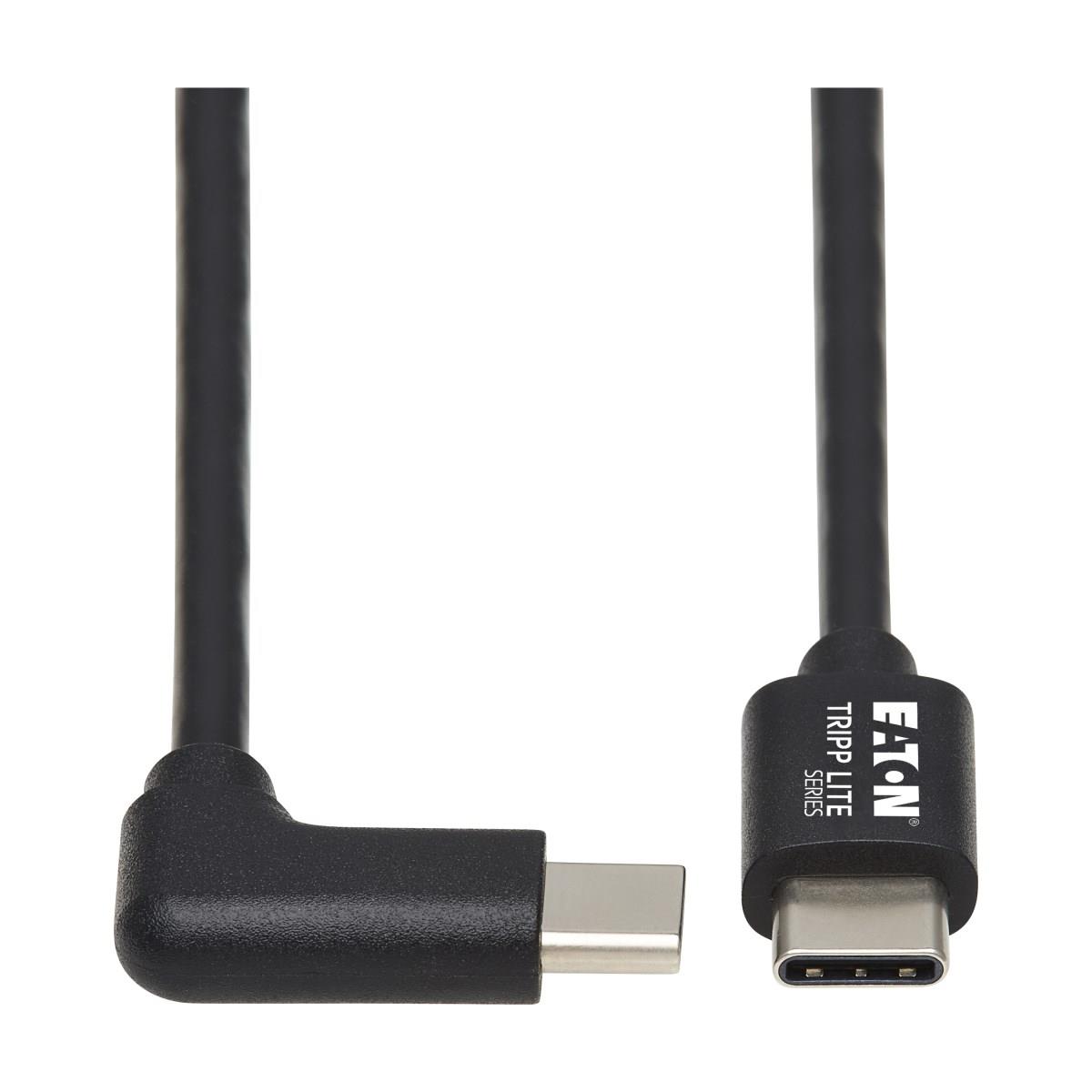 TRIPP LITE USB-C Cable (M/M) - USB 2.0, Thunderbolt 3, 60W PD Charging, Right-Angle Plug, Black, 2m